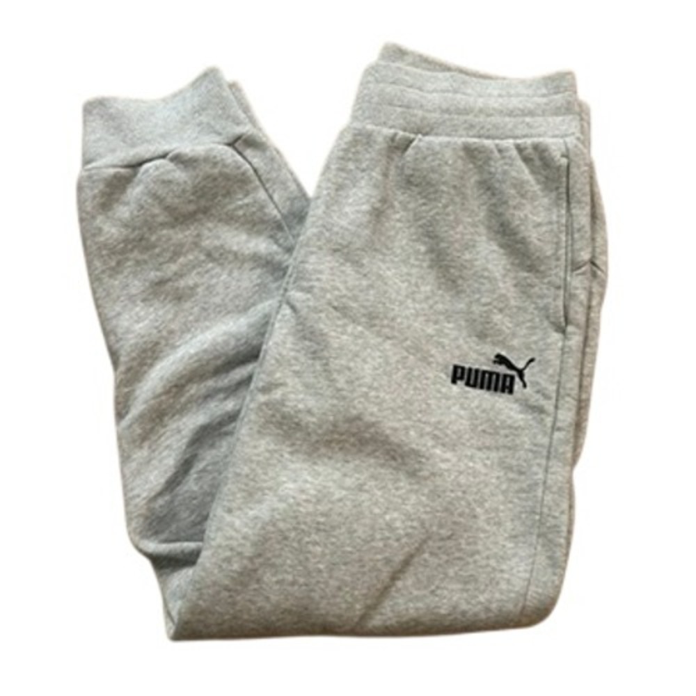 Puma Jogger Sweatpants Heather‎ Gray Fleece Drawstring Activewear Small